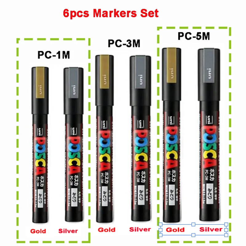 

Uni Posca Золотые/Серебряные Маркеры