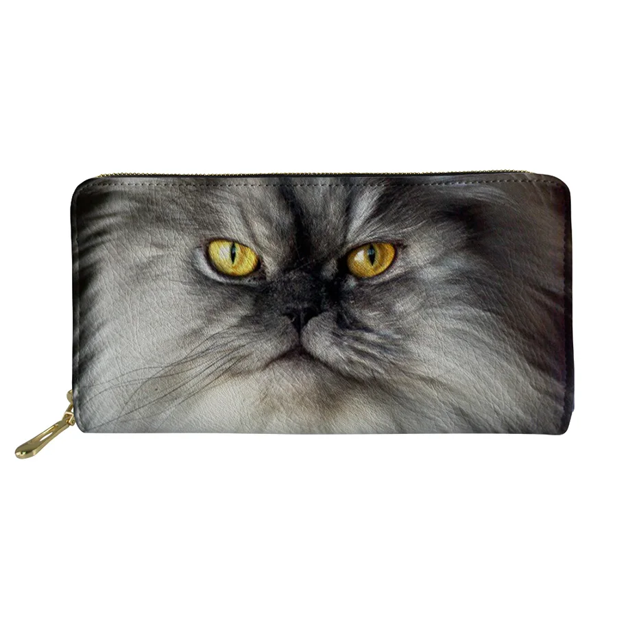 

Kawaii Persian Cat Print Women Clutch Wallets Ladies Zipper Long Wallets Fashion PU leather Luxury Card Holder Coin Purse