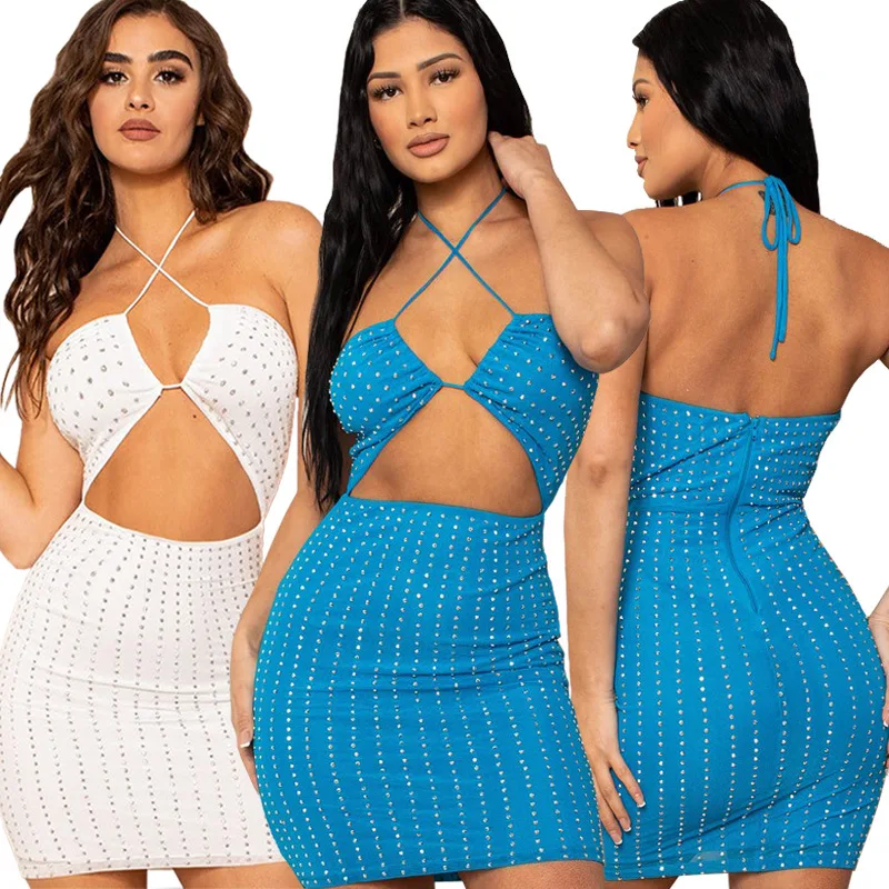 

Mandylandy Women Sexy Bandage Bodycon Evening Dress Fashion Female Y2K Sleeveless High Waist Corset Halter Party Dress