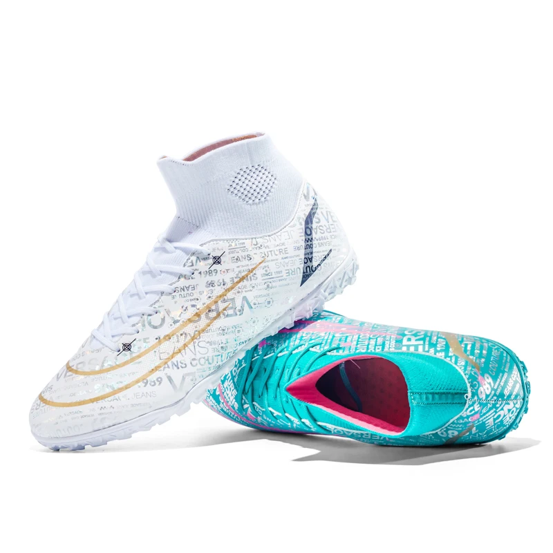 Men Soccer Shoes Professional Futsal High Top Sneakers Outdoor Sports Shoes Training TF Shoes Kid Free Shipping Football Boots