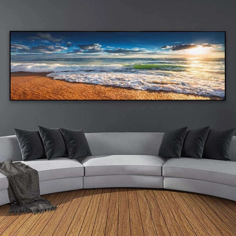 

Landscape Poster Nature Sea Beach Sunset Canvas Painting Wall Art Print Mural Picture Living Room Home Decoration Cuadros