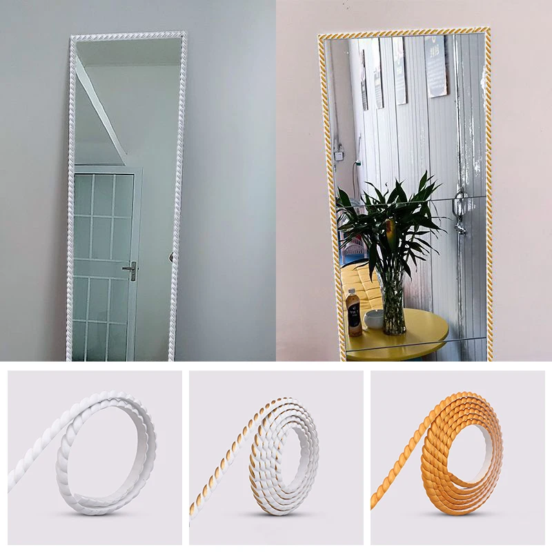 

5M/roll 3D Self-adhesive PVC Soft Line Strip Rope for Door Frame Mirror Edge Banding Strips TV Background Ceiling Wall Stickers