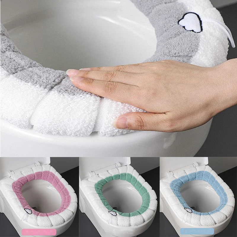 

Bathroom Toilet Winter Washable Seat with Thickened Warm Toilet Seat Cover