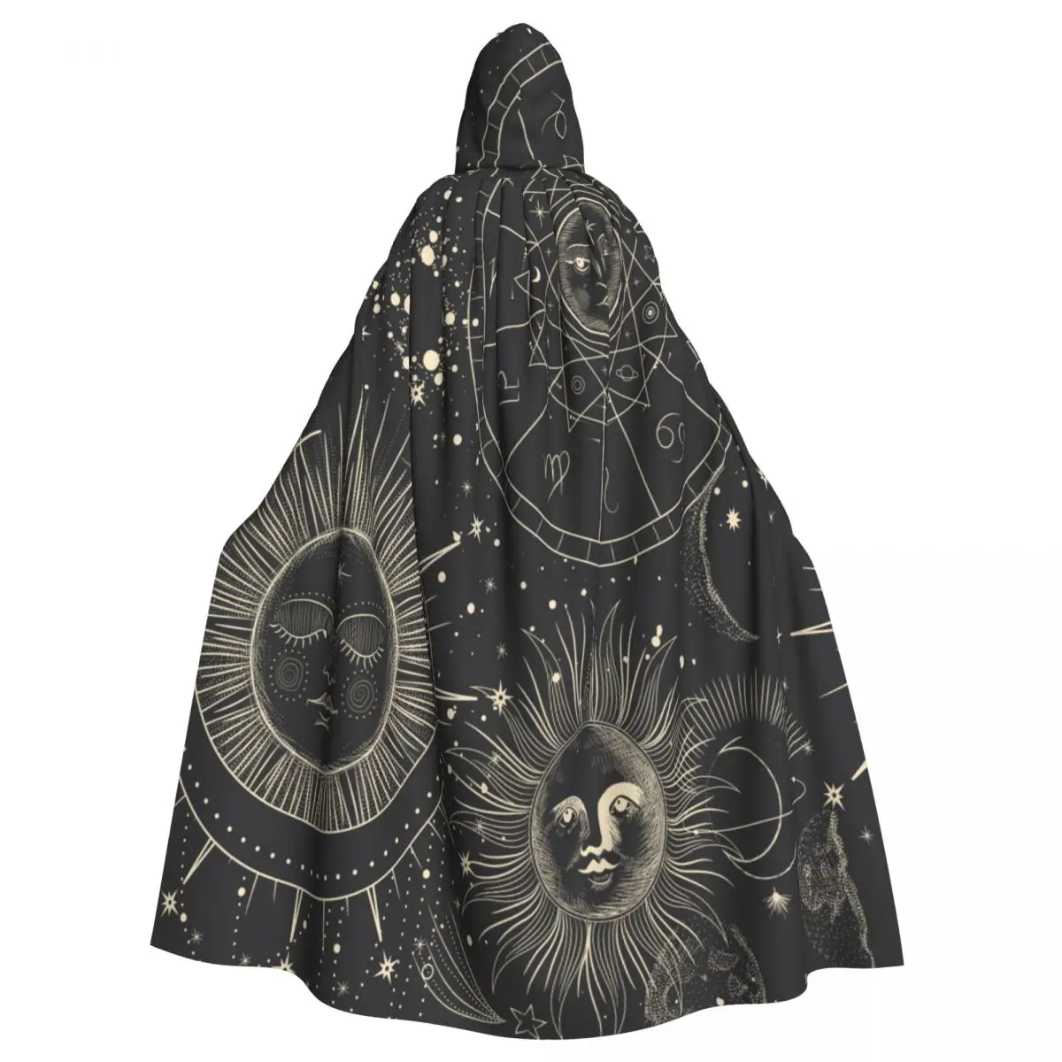

Unisex Adult Zodiac Sun Moon Cloak with Hood Long Witch Costume Cosplay