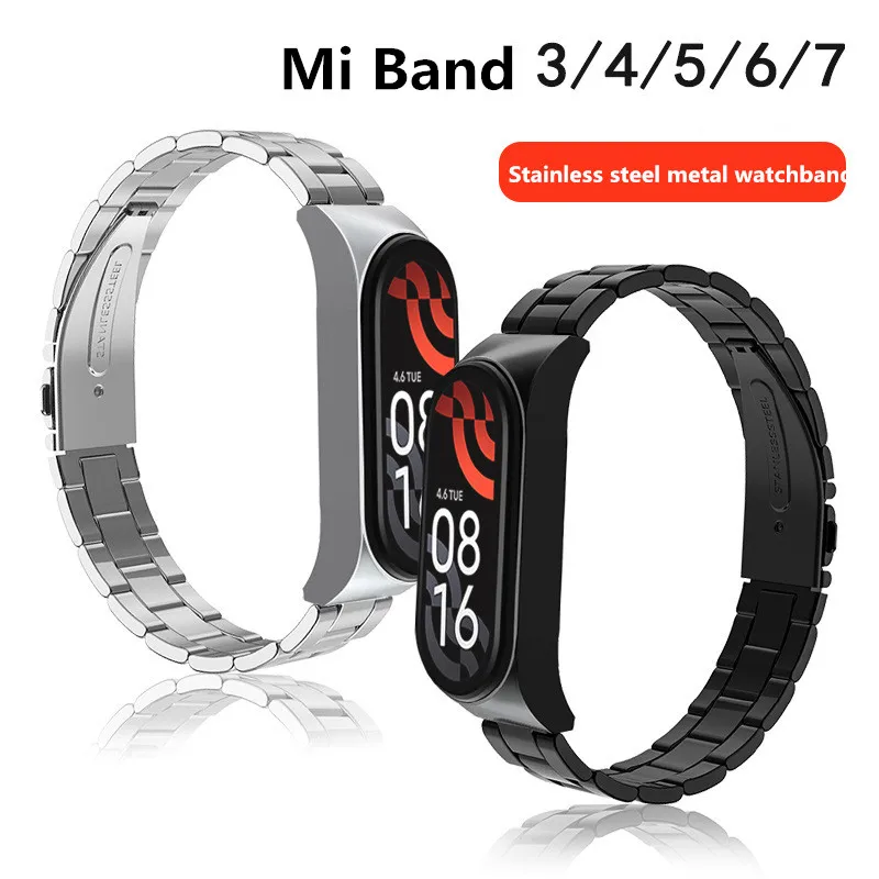 

Metal Steel Strap for Xiaomi Mi Band 7 6 5 Wrist Band Bracelet Replacement for Mi Band 3 4 5 Screwless Stainless Steel Wristband