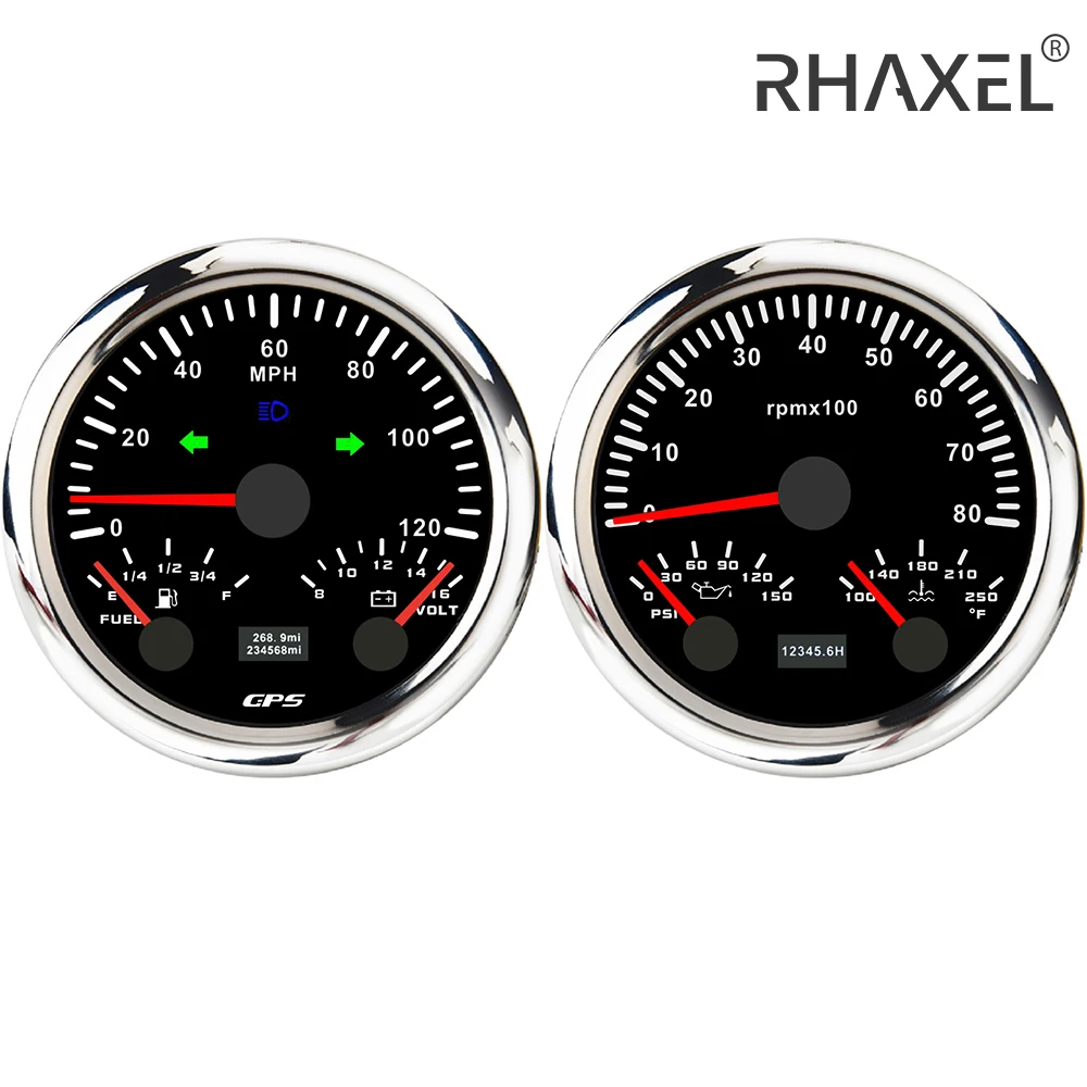 Комплект манометра RHAXEL 85 мм 3 в 1 Многофункциональный GPS Спидометр 8000 миль/ч
