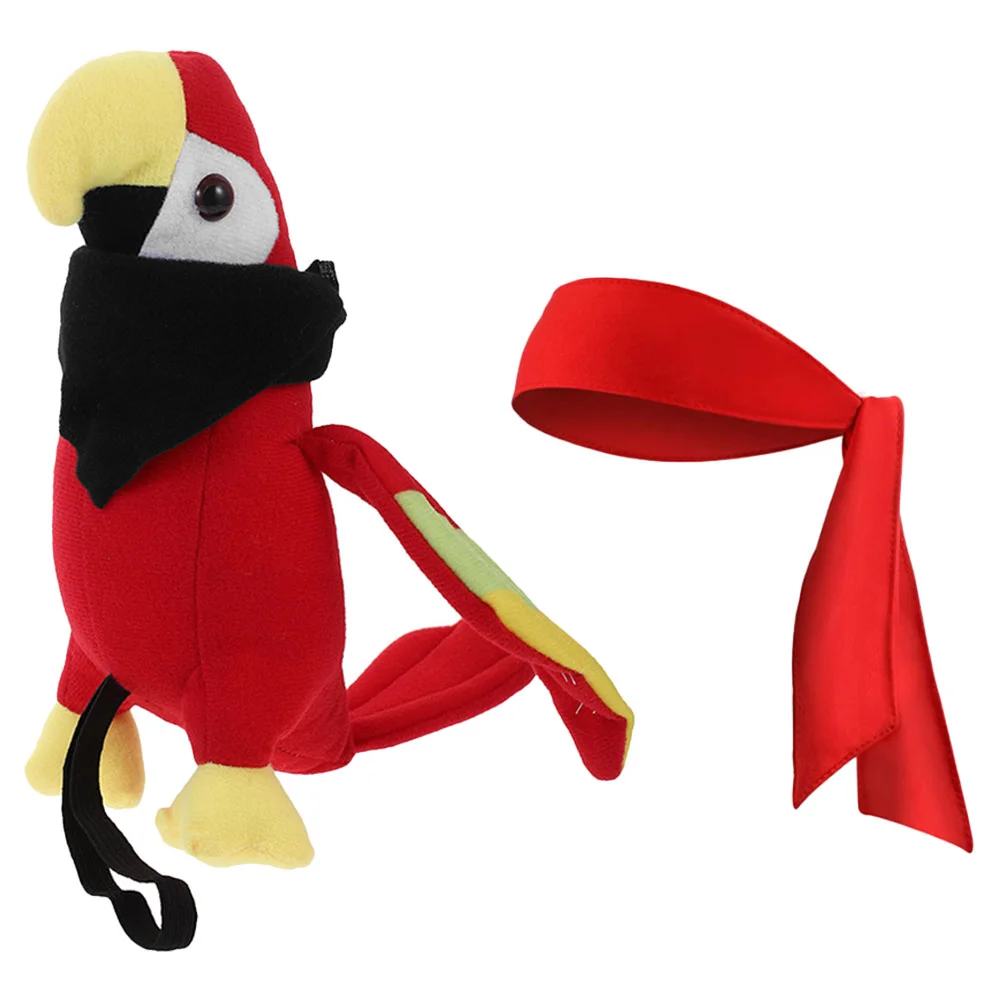 

Pirate Costume Accessory Stuffed Parrot Bird Model Artificial Bandana Prop Halloween Costumes