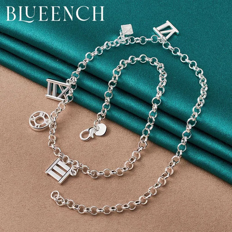 

Blueench 925 Sterling Silver Roman Letter Pendant Necklace for Women Wedding Party Style Fashion Jewelry