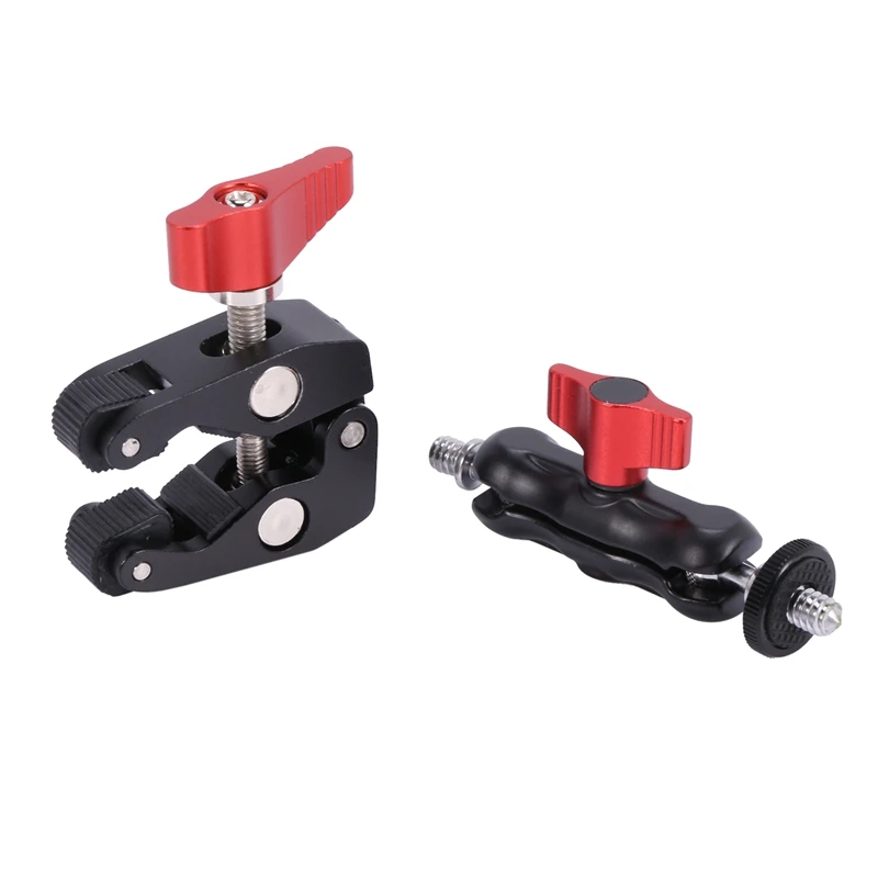 

Slr Camera Magic Arm Double Hot Shoe Ball Head Crab Claw Clip Universal Monitor Bracket Ball Head Clamp Super Holder Stand