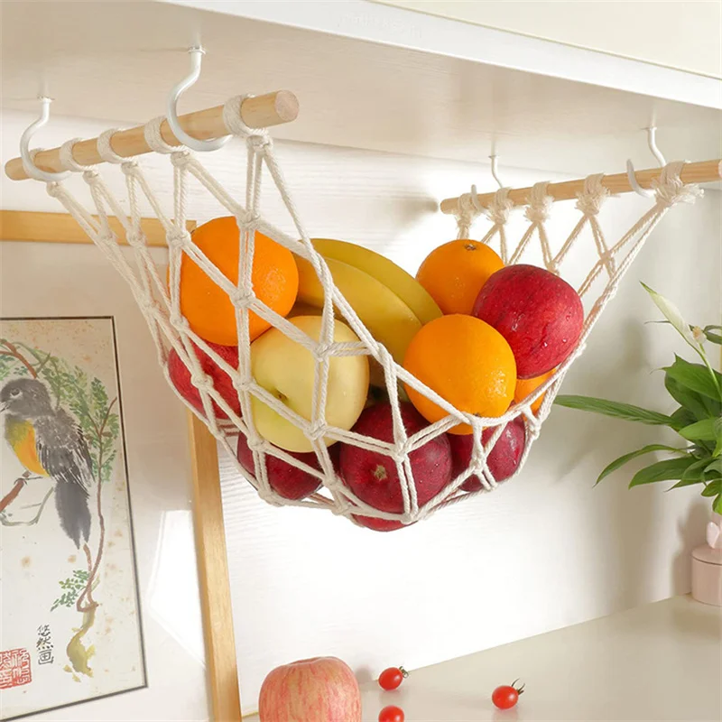 Vegetable and fruit hanging basket, vegetable and fruit net pocket hammock Kitchen storage basket Hotel fruit shop decoration
