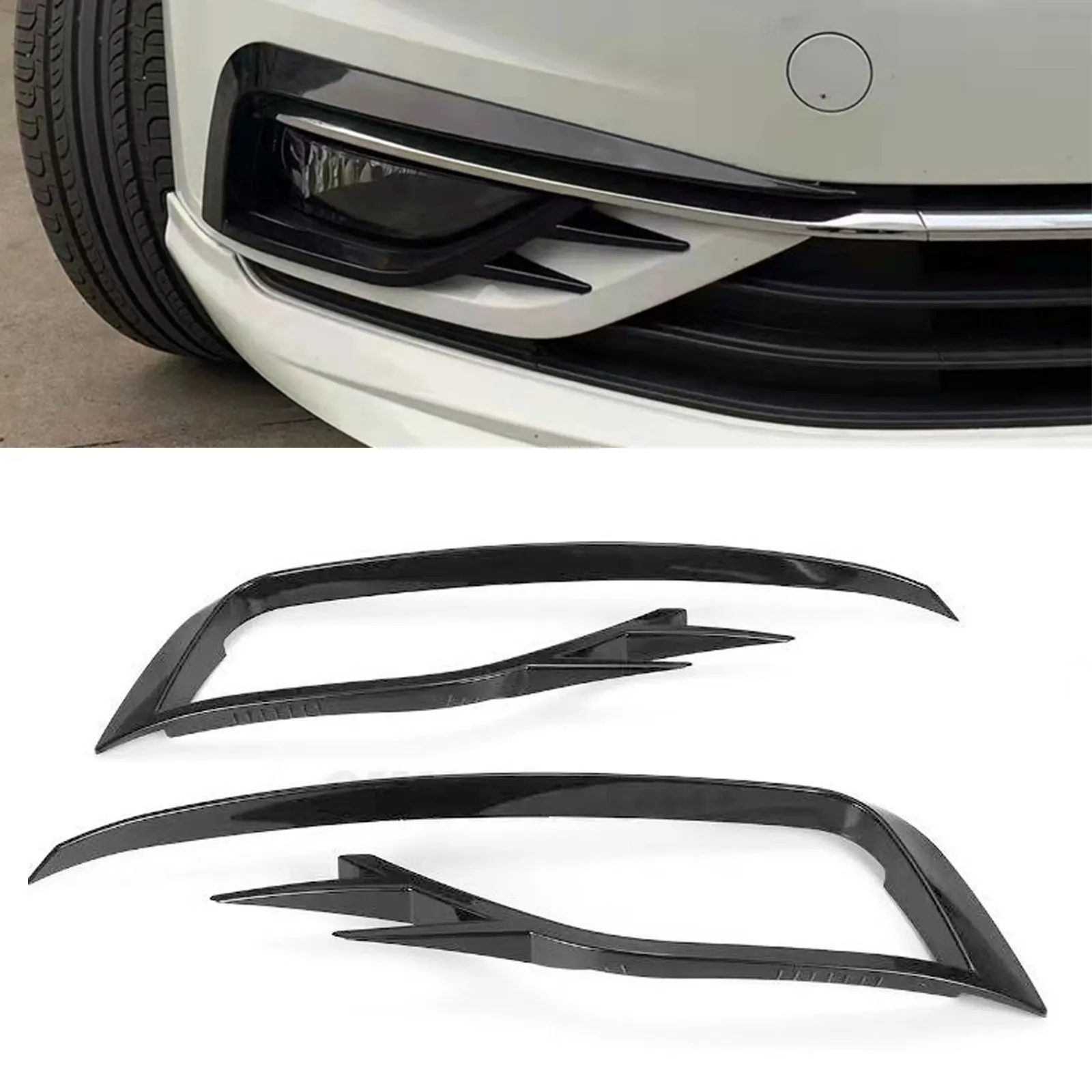 

For VW Golf 7.5 MK7.5 2017 ~ 2020 VII Facelift Front Bumper Fog Light Grille Cover Trim Wind Knife Razor Style Canards Custom