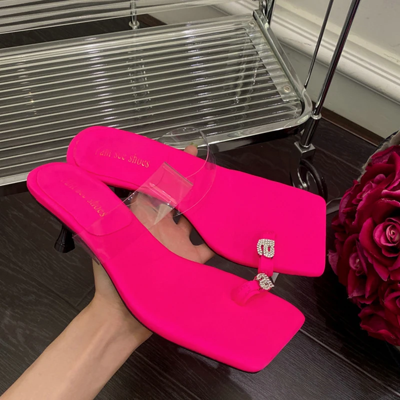 

Туфли женские на высоком каблуке, шлепанцы, квадратный носок, сланцы, Роскошные, летняя обувь, 2022