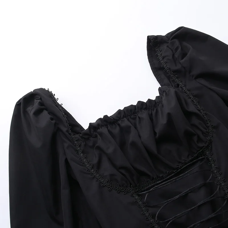 Сексуальное готическое женское платье с длинным рукавом и высокой талией