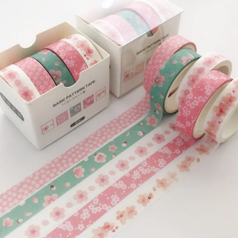 

Set 5pcs/box Label Japanese Washi Paper Wide Stationery Sticker Tape Masking Planner Scrapbooking Decoration Adhesive