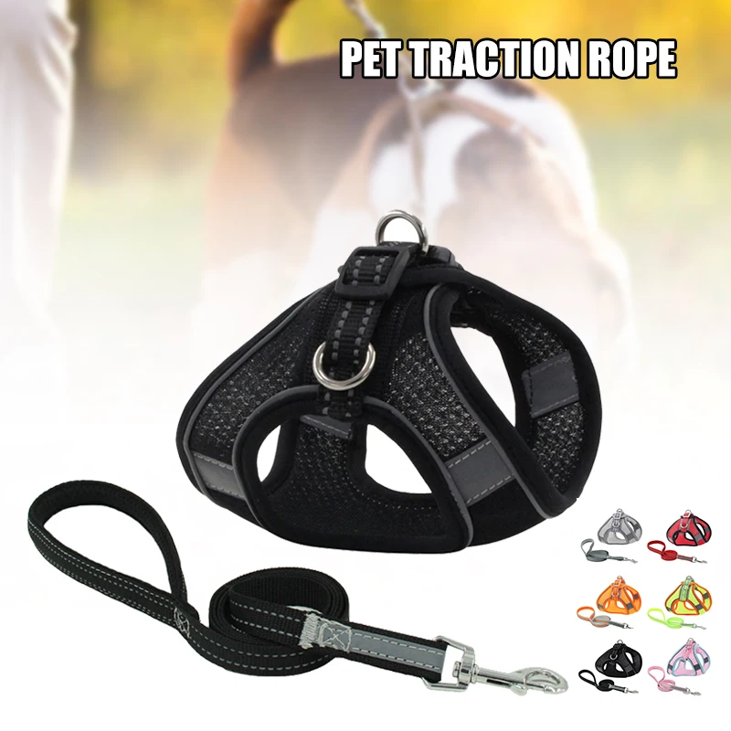 

Шлейка и поводок для кошек, мягкая Регулируемая сетчатая жилетка, для прогулок и прогулок, GRSA889