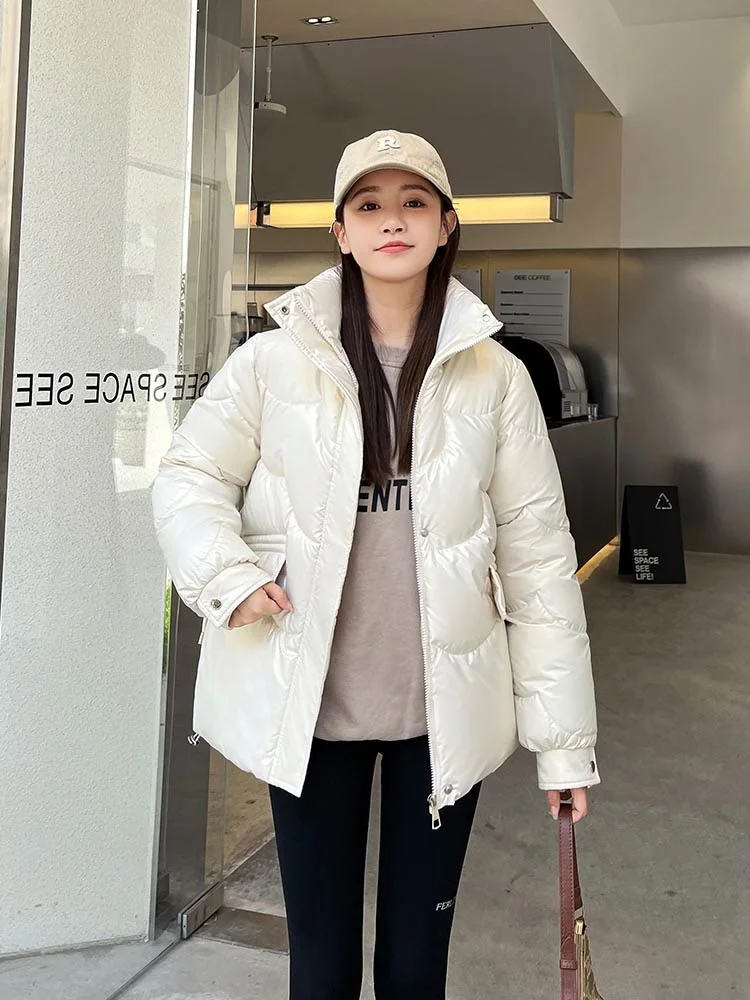 2022 Women's Winter Jacket Coats Thick Down Cotton Padded Short Coat Female Fashion Loose Casual Stand Collar Parkas