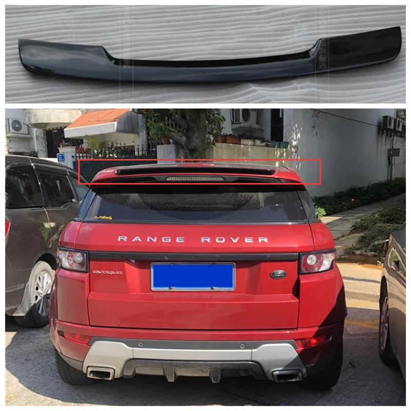 

High Quality ABS black & Carbon Fiber Trunk Lip Roof Spoiler Top Wing Fits For Land Rover Evoque 2012 2013 2014