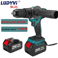 21v brushless electric screwdriver powerful 115nm 13mm impact cordless drill drillable ice power tool for ice fishing