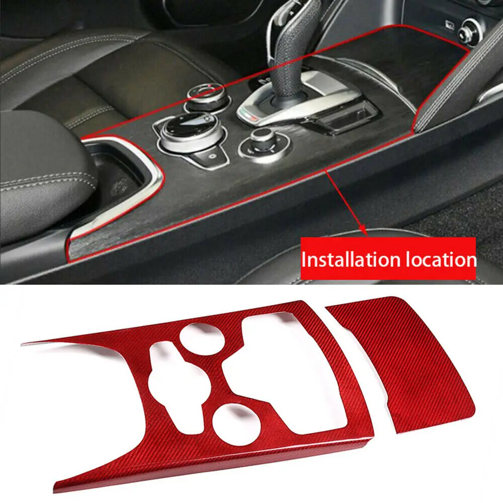 

Real Carbon Fiber/ABS Central Gear Shift Panel Cover for Alfa Romeo Stelvio 2020-2021 Interior Car Accessories