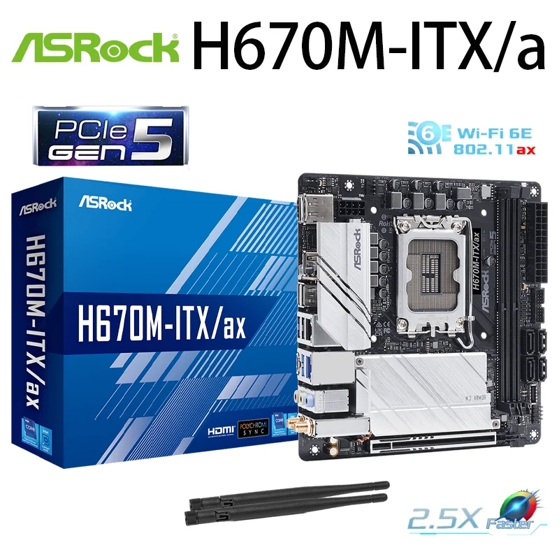 LGA 1700 ASUS H670M-ITX/ax Motherboard PCI-E 5.0 Intel H670 