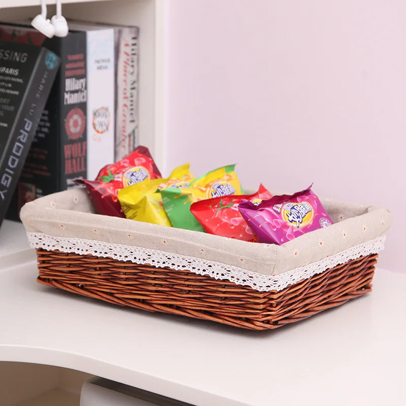 

wicker woven storage basket, miscellaneous items, household wicker with lining cloth storage basket