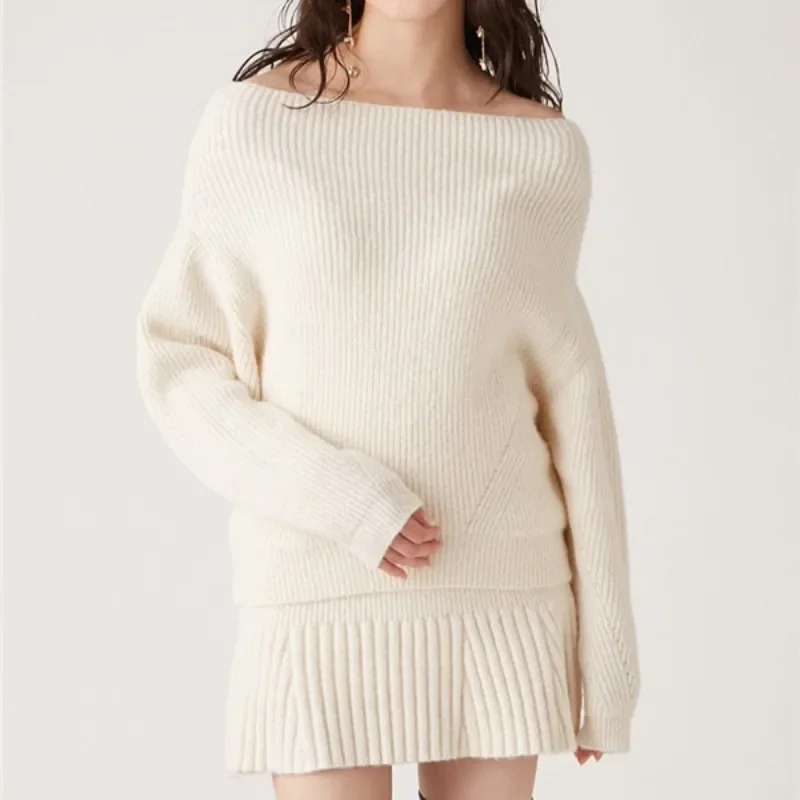 Японский стиль шикарный элегантный трикотаж комплекты из двух предметов вязаный