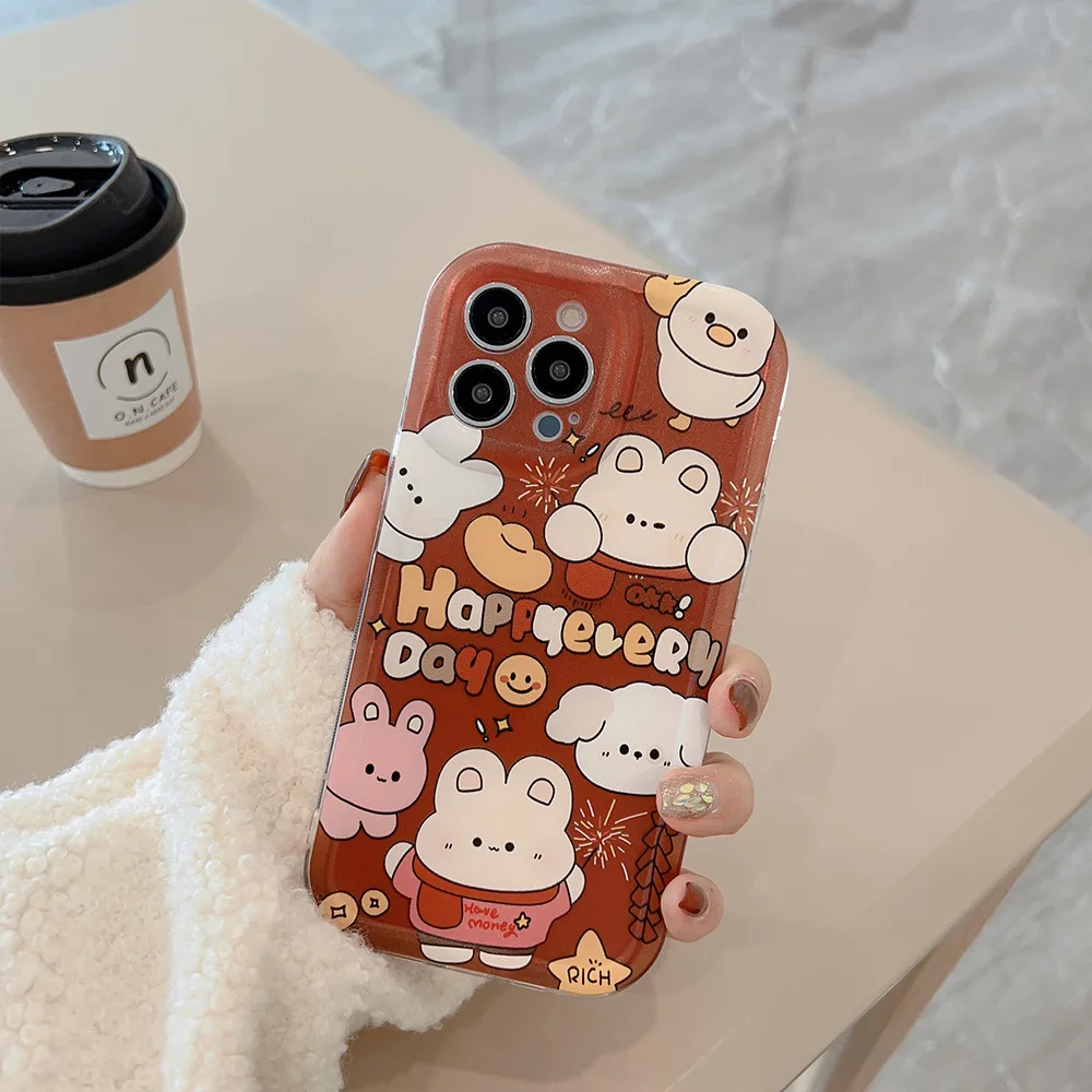 Lovely Rabbit Fireworks Phone Case For Iphone 14 13 12 11 Pro Max X XR XSMAX 7 8 Plus SE TPU Case Cover New Products