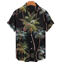 fashion navigation compass summer mens shirt 3d printed coconut tree pattern designer short sleeve clothes street casual tops