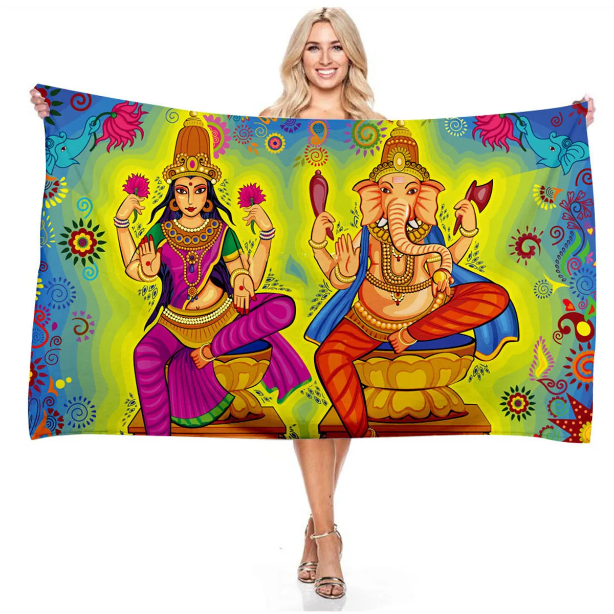 

New Retro Colorful Egyptian French Digital Print Microfiber Quick Dry Absorbent Rectangular Travel Camping Yoga Gym Women Men