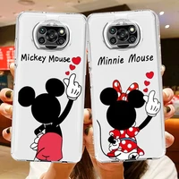 mickey minnie mouse disney phone case for xiaomi mi poco x4 x3 nfc f4 f3 gt m4 m3 m2 x2 f2 f1 pro c3 5g civi transparent tpu