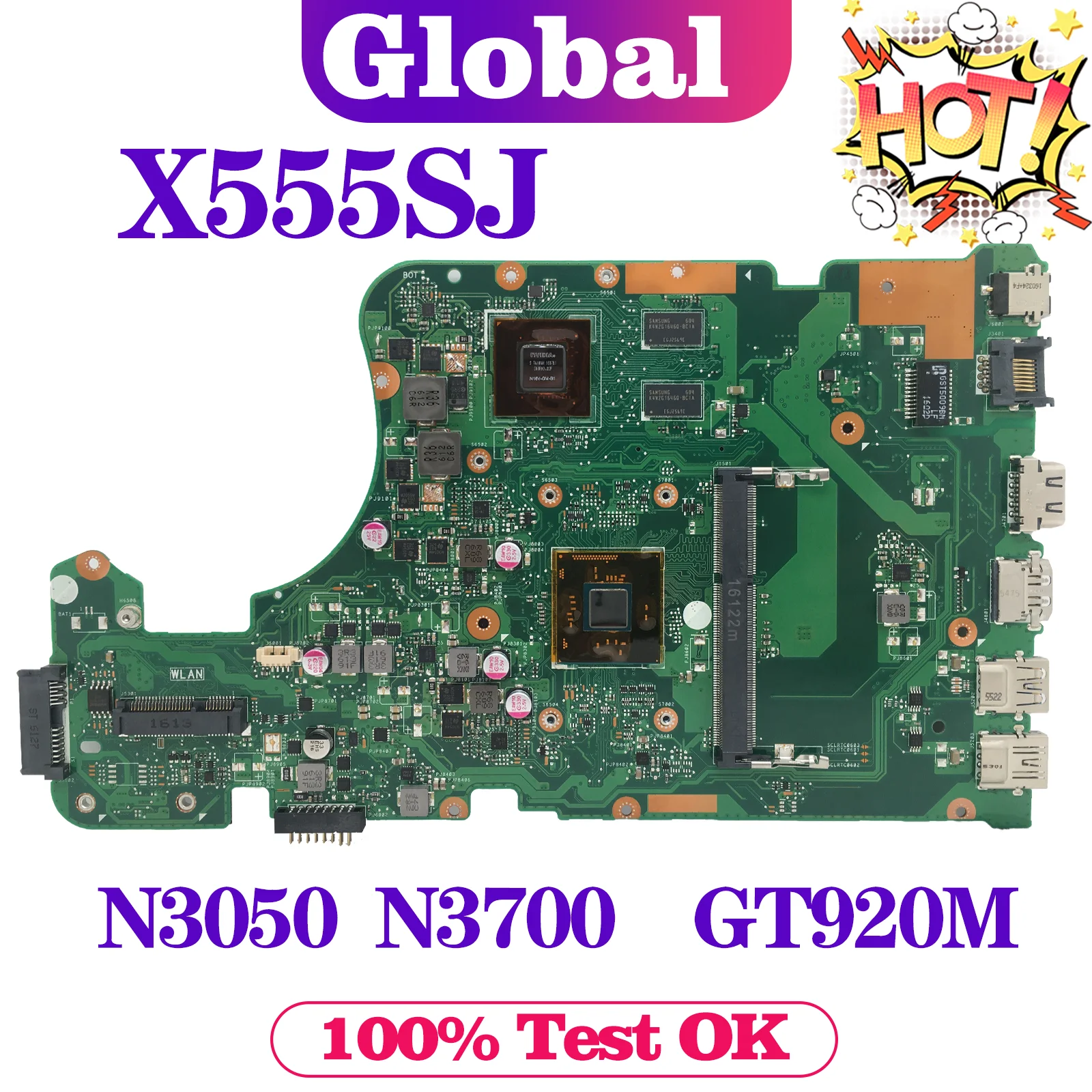 KEFU ноутбук X555SJ N3700/N3050 GT920M Материнская плата ASUS K555SJ K555S X555 A555S материнская для