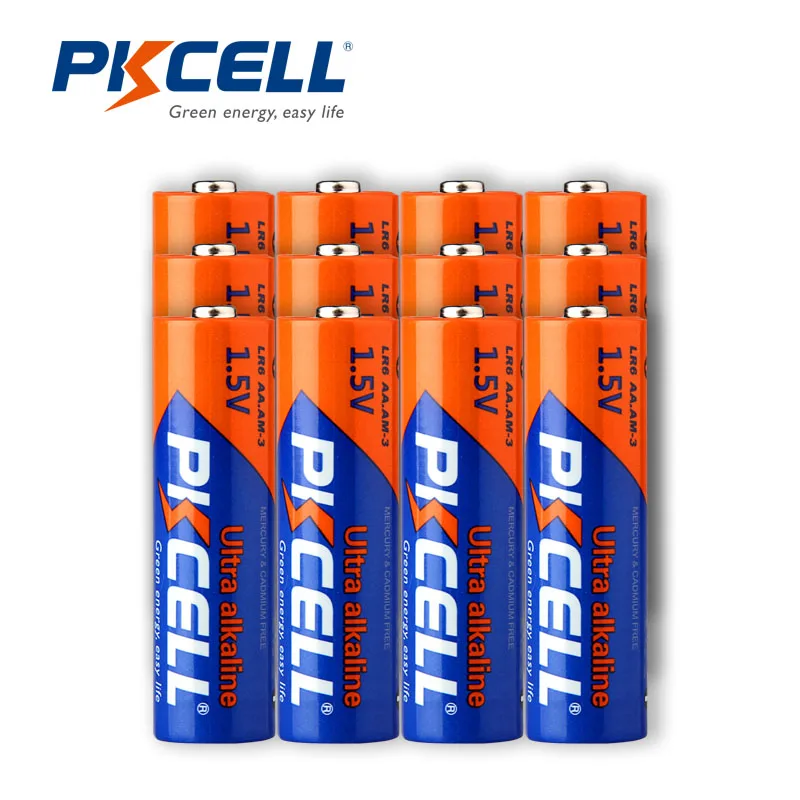 

12PCS PKCELL LR6 AA 1.5V E91 AM3 MN1500 Alkaline Batteries Dry Battery Primary pilas 2A AA Baterias Bateria Batteries