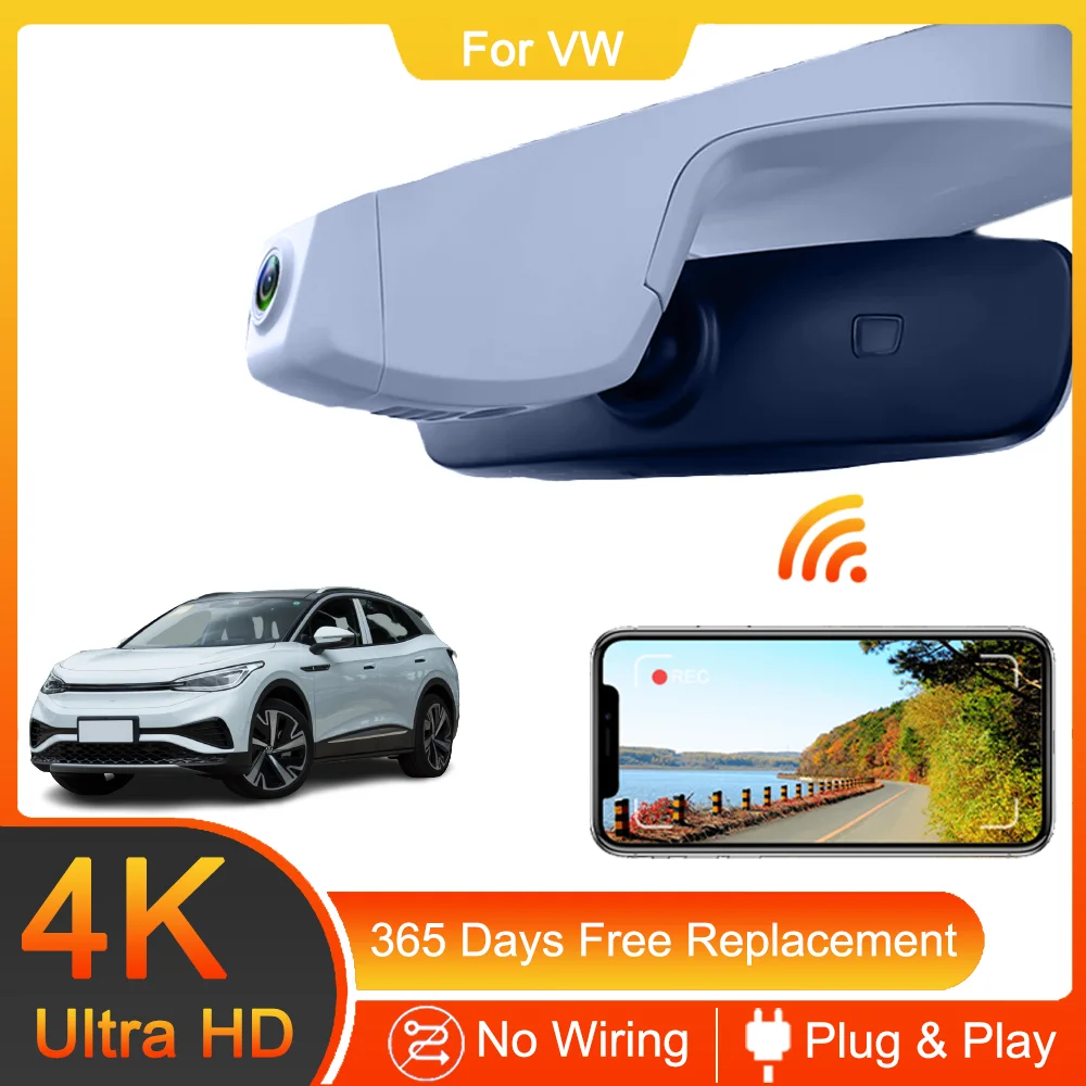 Car DVR for VW Volkswagen ID.4 ID4 ID 4 Standard AWD Pro S Plus CROZZ CROSS 2022 2021 Dash Cam Front and Rear 4K WIFI Accessorie