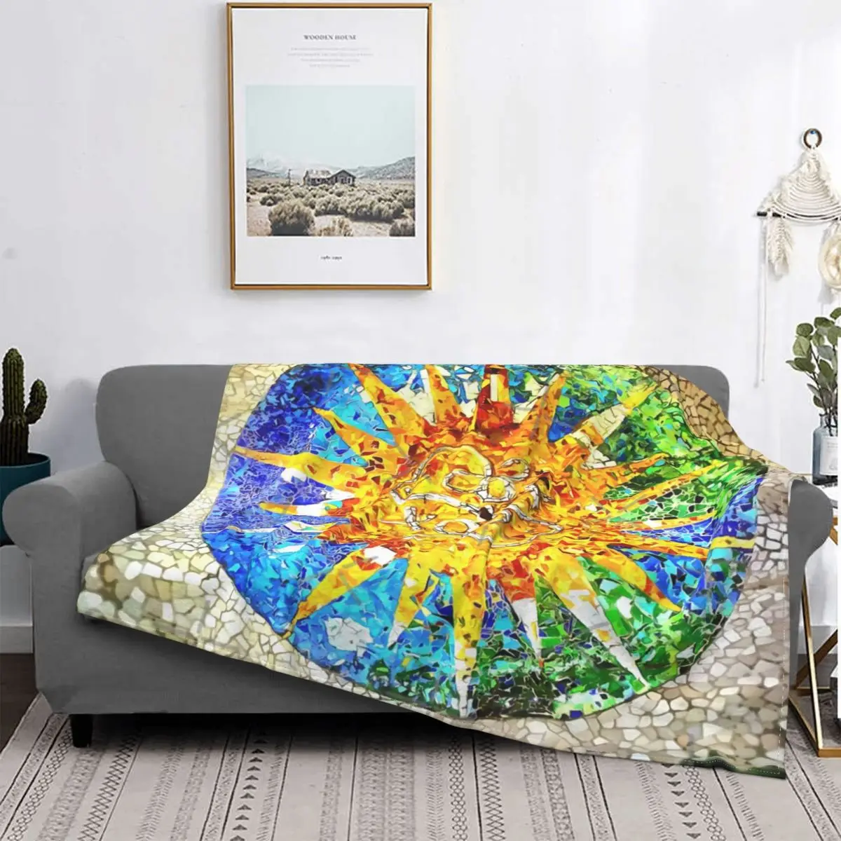 

Manta de mosaico de Barselona para niños, colcha de cama, alfombra a cuadros, manta de Anime, 2 unidades