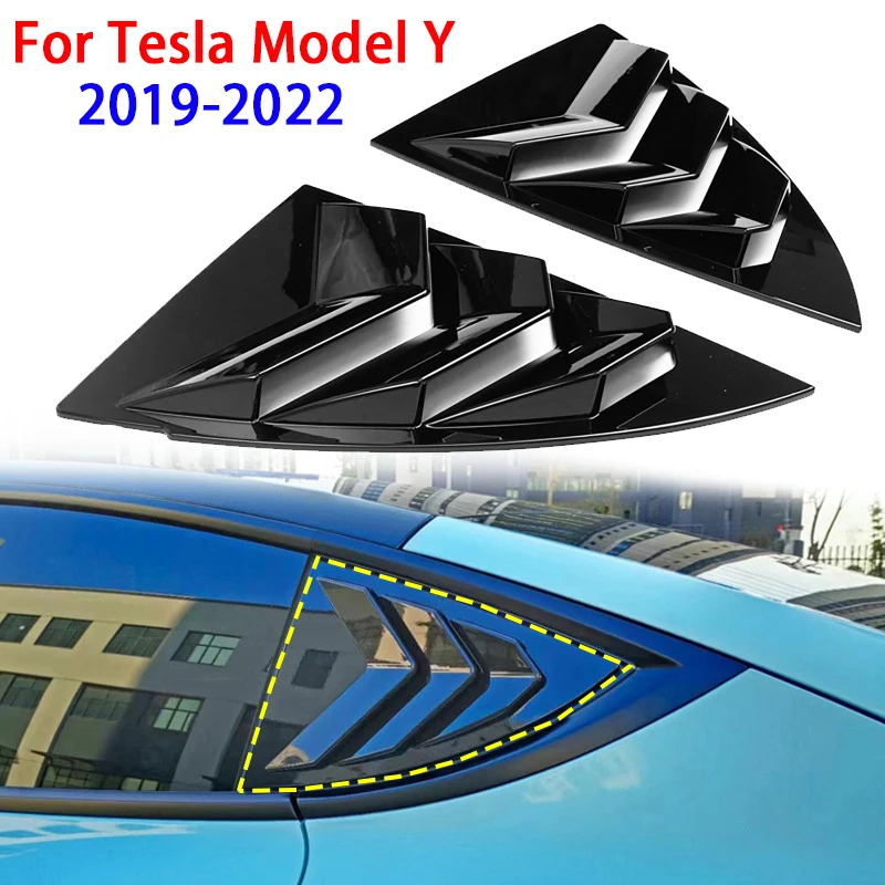 

1Pair Car Rear Window Vent Spoiler Trim Window Louvers Cover for Tesla Model Y 2019-2022