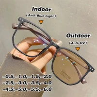 600 to 0 photoromic myopia glasses women korean square frame anti blue light minus glasses eye glasses frames for women