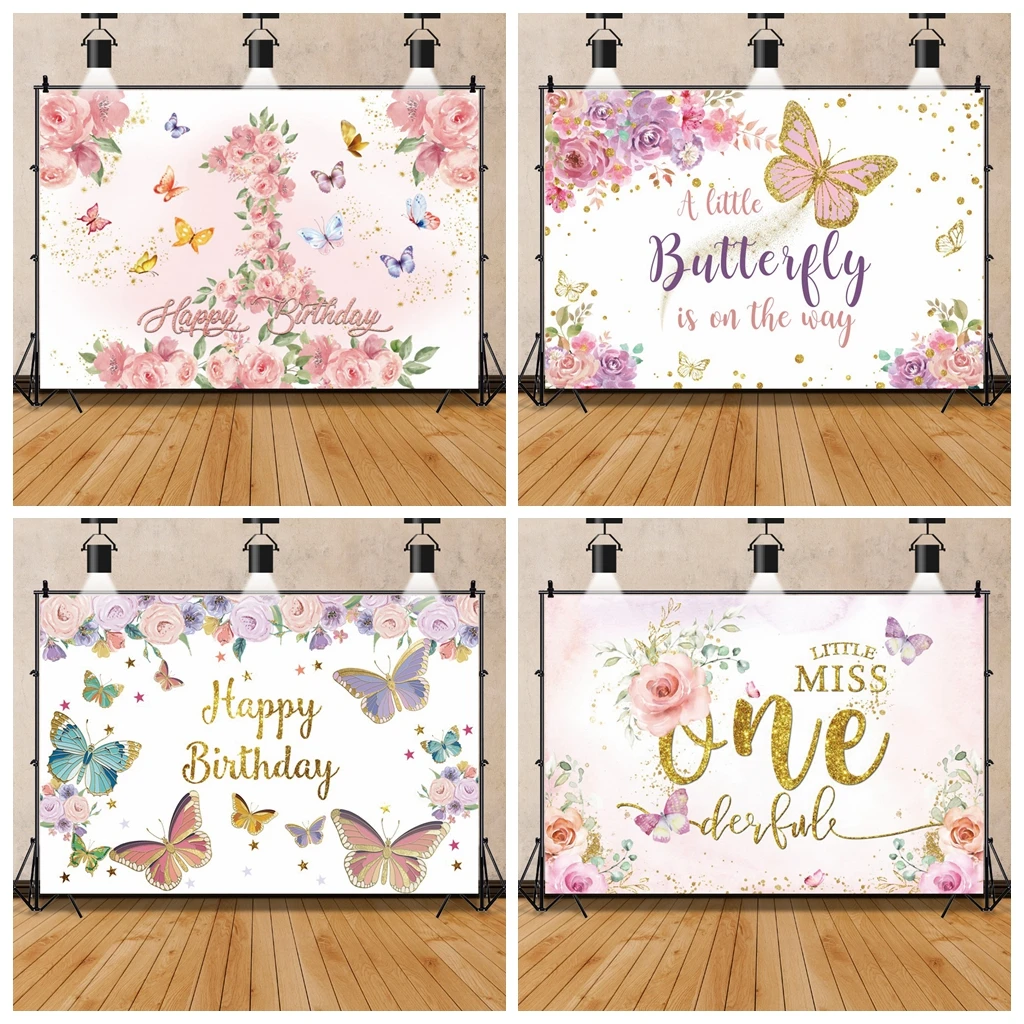 Laeacco портрет мечтательной на весну с цветочным узором в горошек бабочками фон для