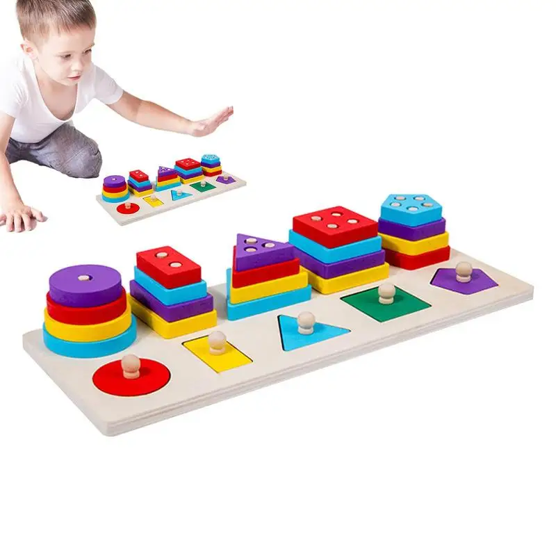

Toddler Shape Sorter Shape Stacking Board Preschool Educational Toys Montessori Game For Boys Girls Early Learning Puzzles Gift