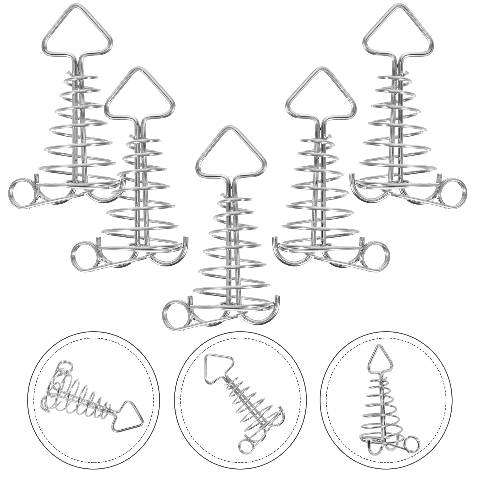 

5 Pcs Fishing Hooks Weights Tent Rope Tensioners Camping Buckles Bone Steel Accessories Wear-resistant Spring Tents Tighteners