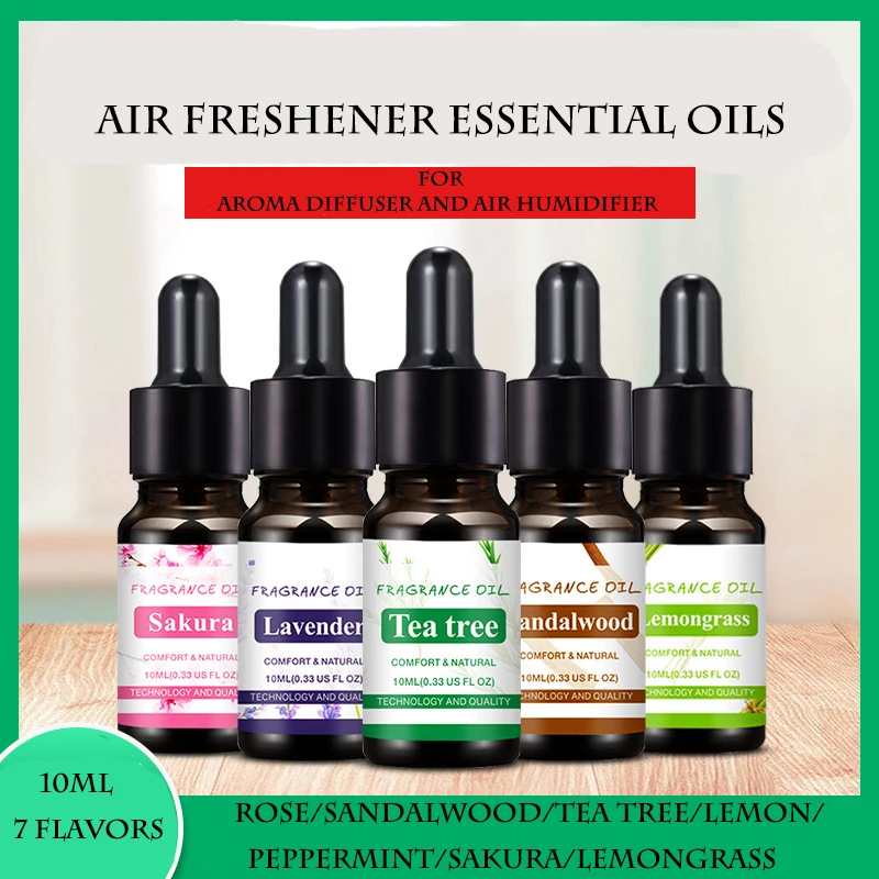

10ml Car Air Freshener Essential Oils for Air Humidifier Fluid Water-soluble Aromatherapy Oil Fragrance Aroma Diffuser 7 Flavors