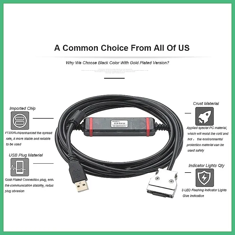 Фото USB-CIF02 Позолоченный кабель для программирования ПЛК Omron CPM1 CPM1A/2A CQM1 C200HS C200HX/HG/HE для передачи данных №5