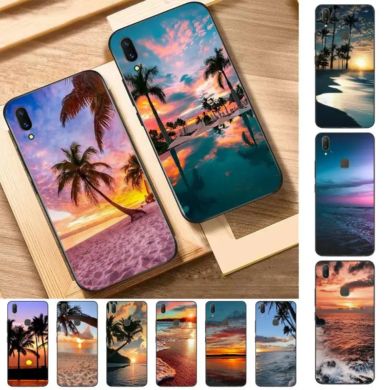 

Beach Dusk sky Phone Case for Vivo Y91C Y11 17 19 17 67 81 Oppo A9 2020 Realme c3