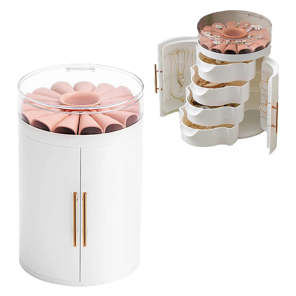 

Portable 4-Layer Jewelry Organizer Box For Women Girls Multifunctional Jewelry Case Jewellery Storage Holder Display Jewelry Box