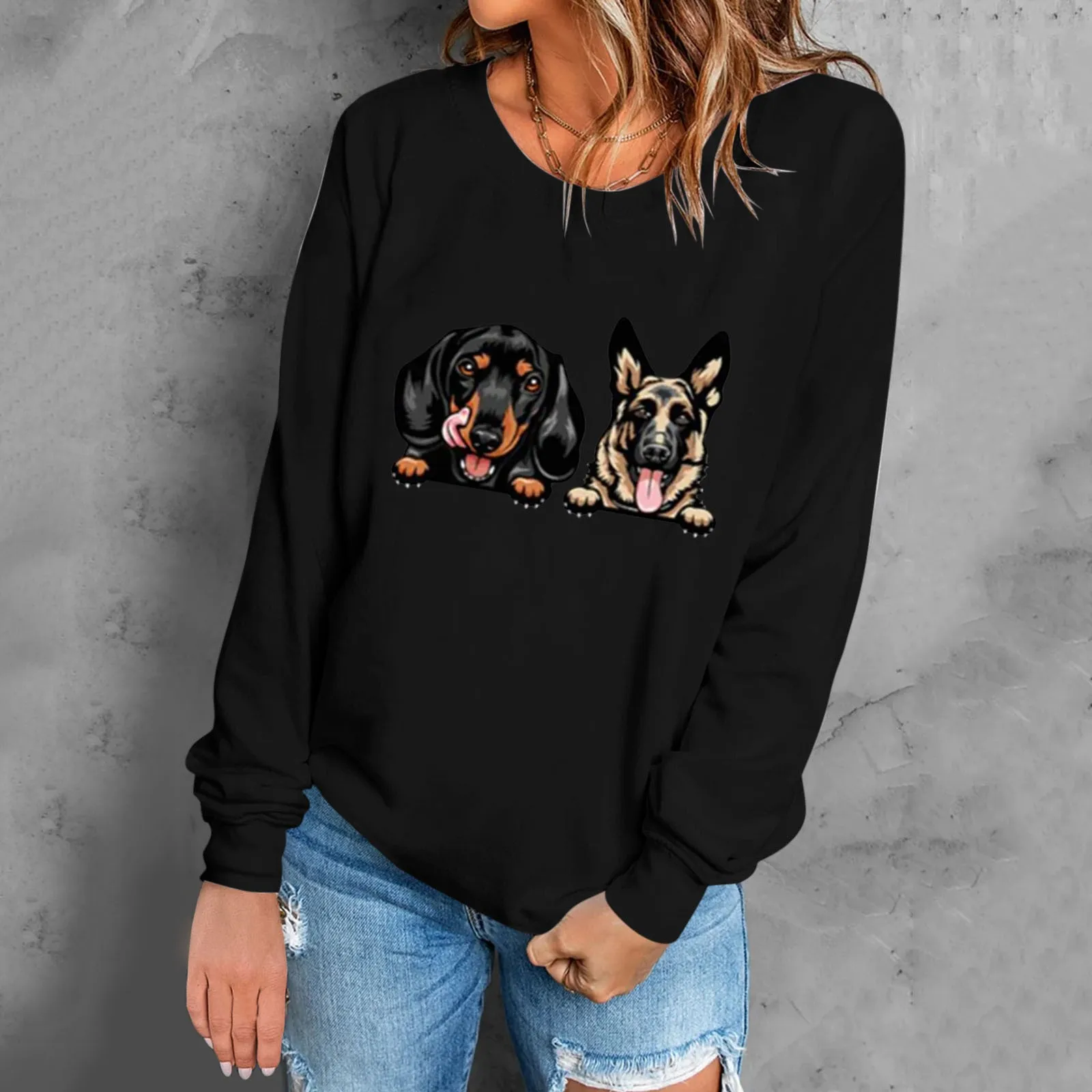 

Casual Oversized T-Shirt Loose Tops Autumn Winter Round Neck Tee Long Sleeve Blouses Outfits Women's T-Shirt Plus Size Blusas