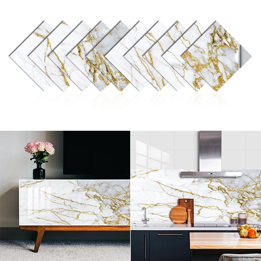 

Pack of 10 Hardcoat Crystal Perekat Dekorasi Rumah Kamar Mandi Dapur Lemari Stiker Ubin Marmer Abu-abu Putih Stiker Dinding Seni