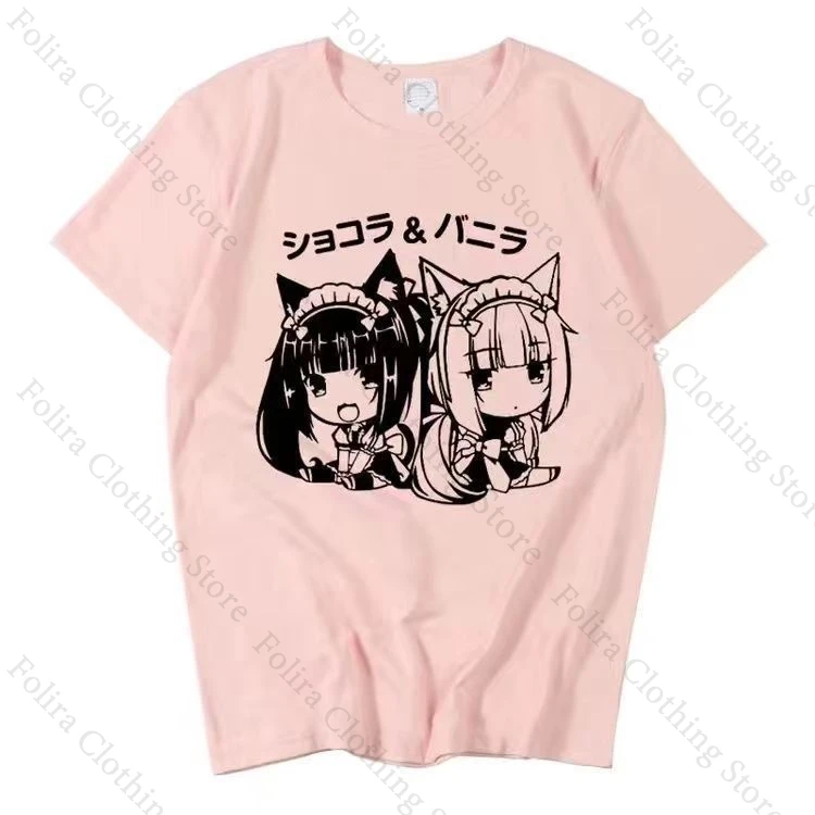 Футболка с принтом Game Nekopara Chocola Vanilla, милые топы с короткими рукавами, летняя футболка, хлопковая футболка, повседневная летняя одежда (art.: 3920db08af025) - 3920db08af025