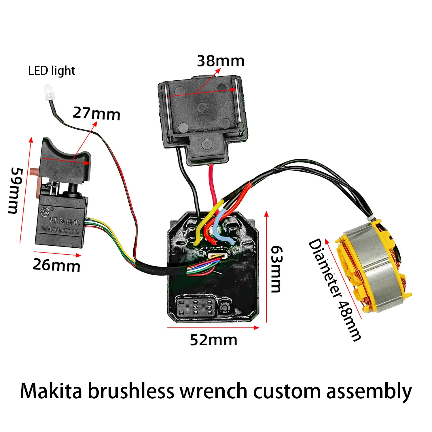 Ключ бесщеточный двигатель в сборе 21 В подходит для бесщеточных ключей Makita