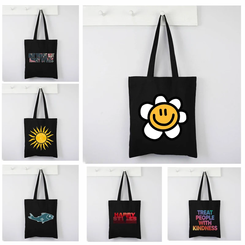 

Винтажная Холщовая Сумка Ulzzang с тонкой линией, модная повседневная вместительная мультяшная сумка через плечо с милой для людей