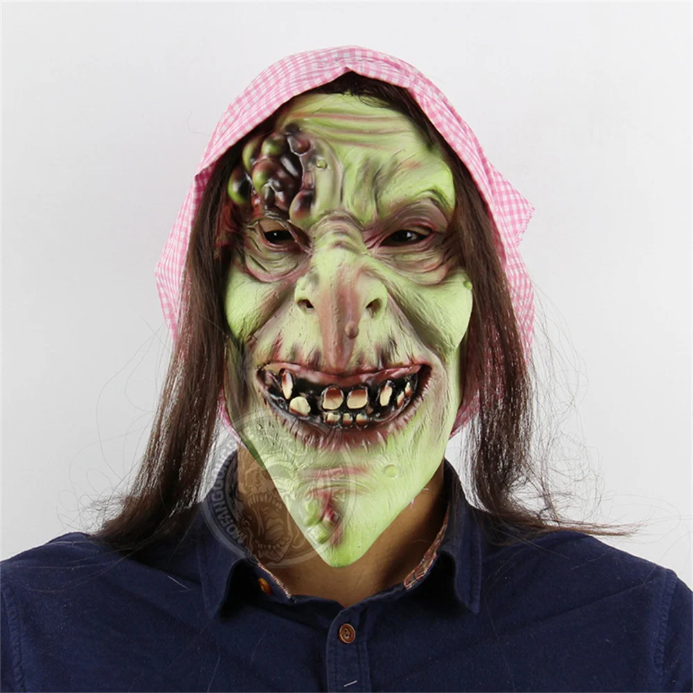 

Fairy Tale Old Witch Ball Mask Halloween Bar Secret Room Escape Full Headset Latex Terror Mask Cosplay Prop