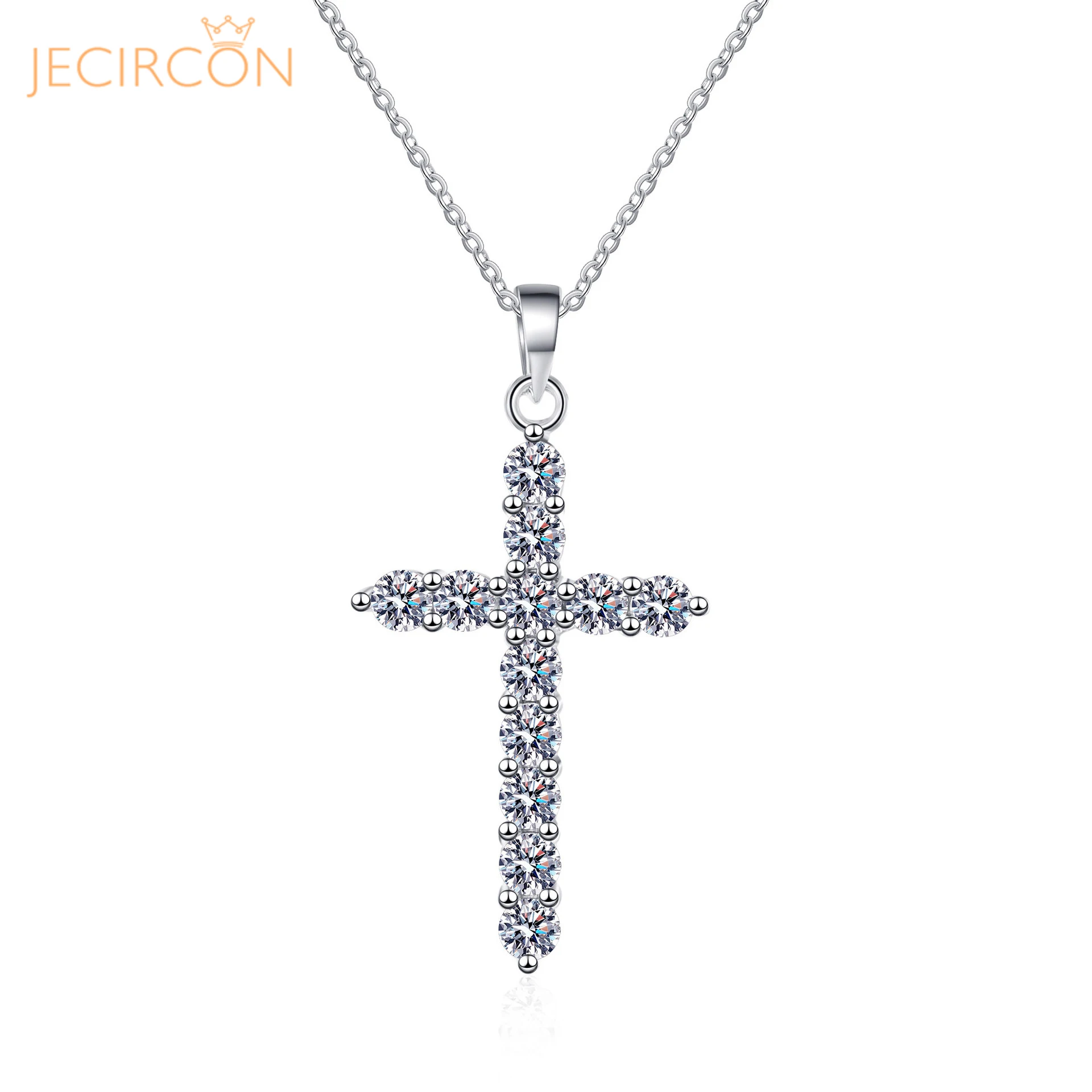 

Новинка, ожерелье JECIRCON из муассанита 3,6 карат для женщин, классический подвесной крест, подвеска из стерлингового серебра 925 пробы, украшения для свадебной вечеринки